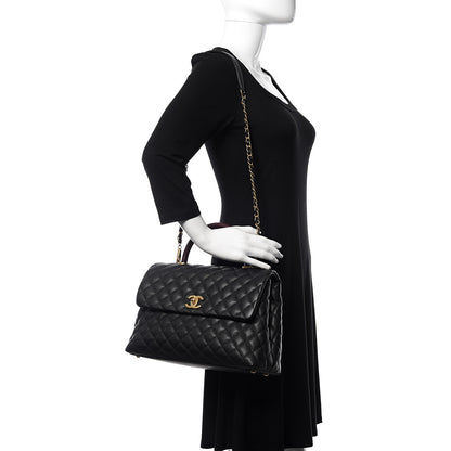 Chanel Caviar Lizard Quilted Medium Coco Handle Flap Black 2 of 11