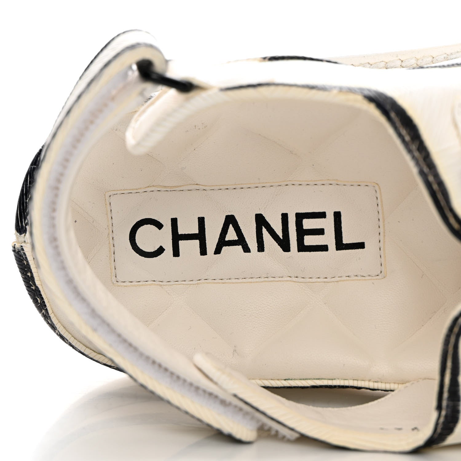 Chanel Printed Calfskin Velcro Dad Sandals 39.5 White Black 7 of 14