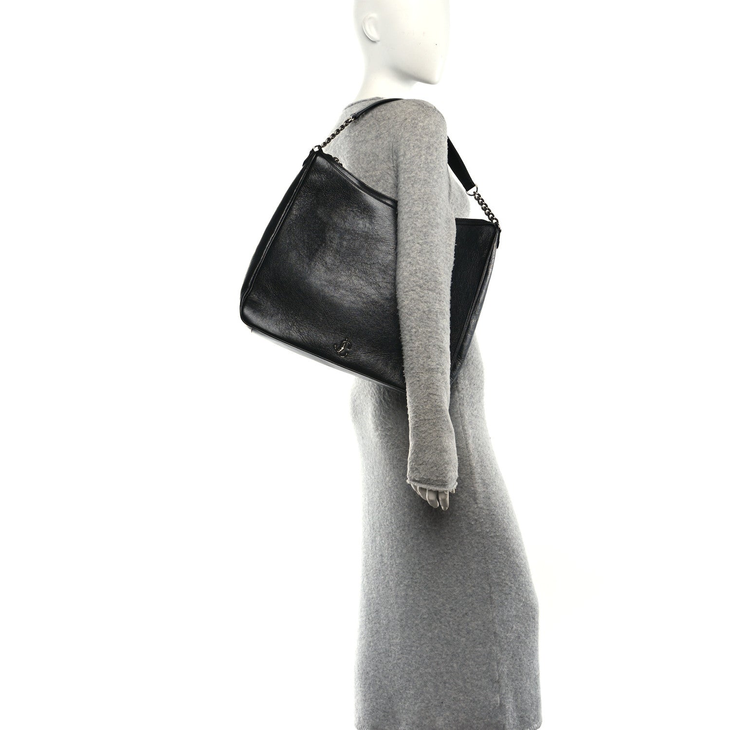 Jimmy Choo Lambskin Large JC Soft Hobo Bag Black 2 of 9