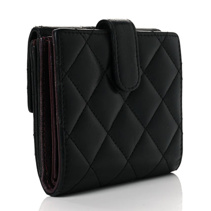Chanel Lambskin Quilted Compact French Flap Wallet Black 3 of 10