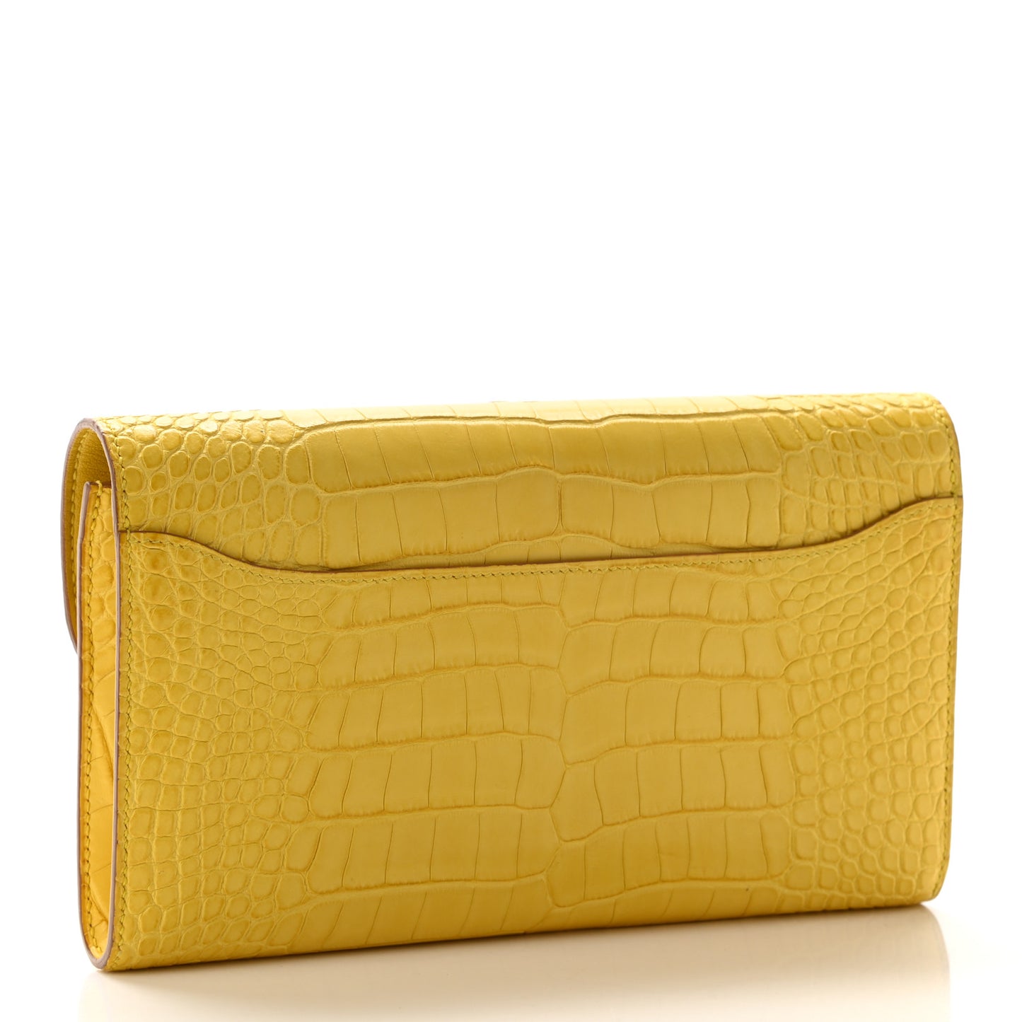 Matte Alligator Constance Long Wallet Jaune Ambre
