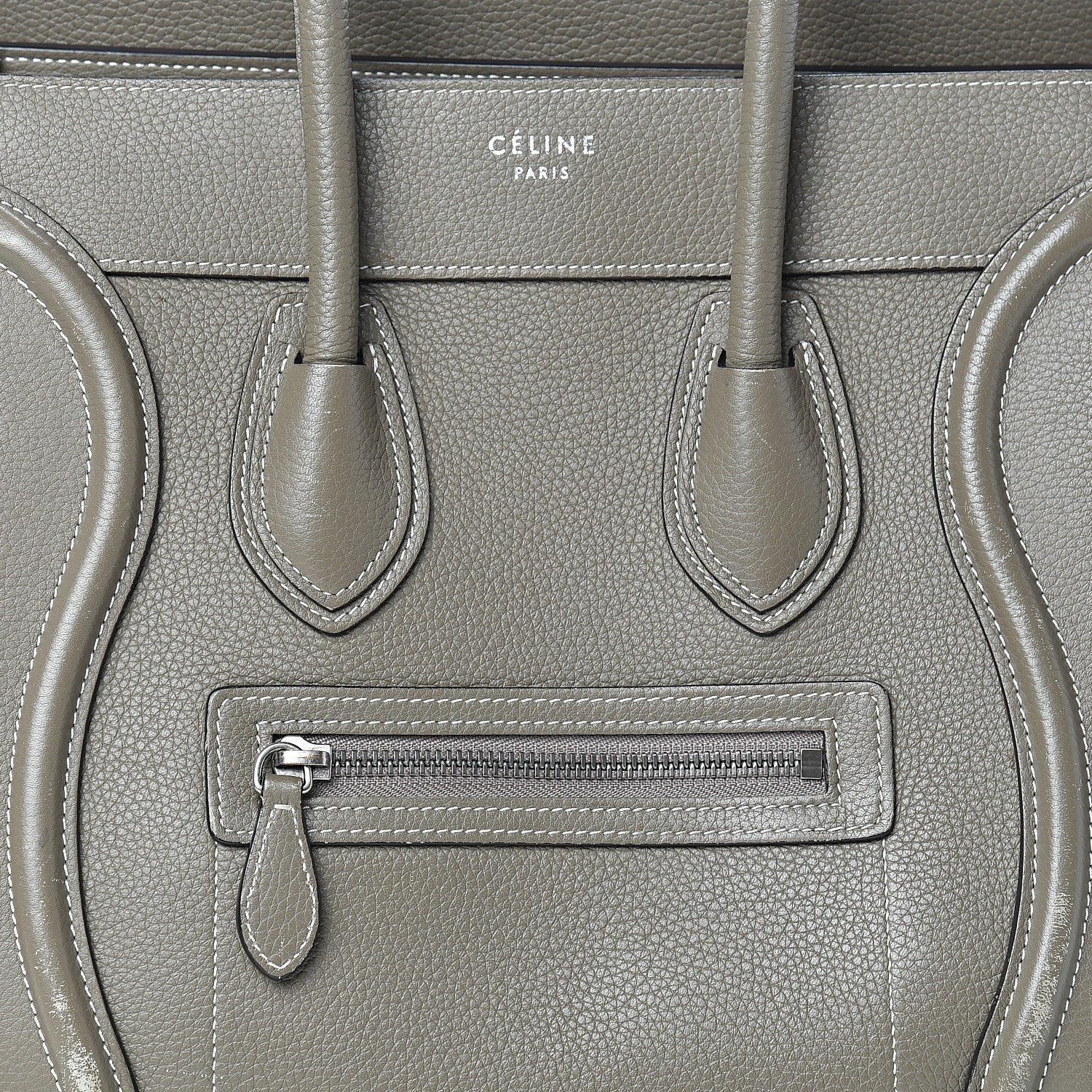 Celine Drummed Calfskin Micro Luggage Souris 8 of 25