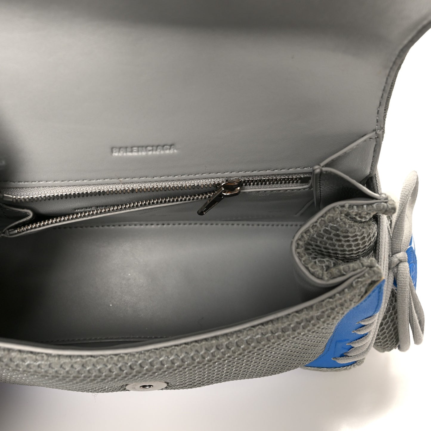 Faux Calfskin Fabric Small Sneakerhead Top Handle Bag Blue Grey