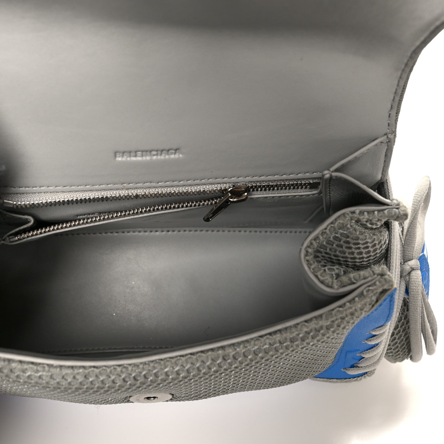 Balenciaga Faux Calfskin Fabric Small Sneakerhead Top Handle Bag Blue Grey 5 of 7