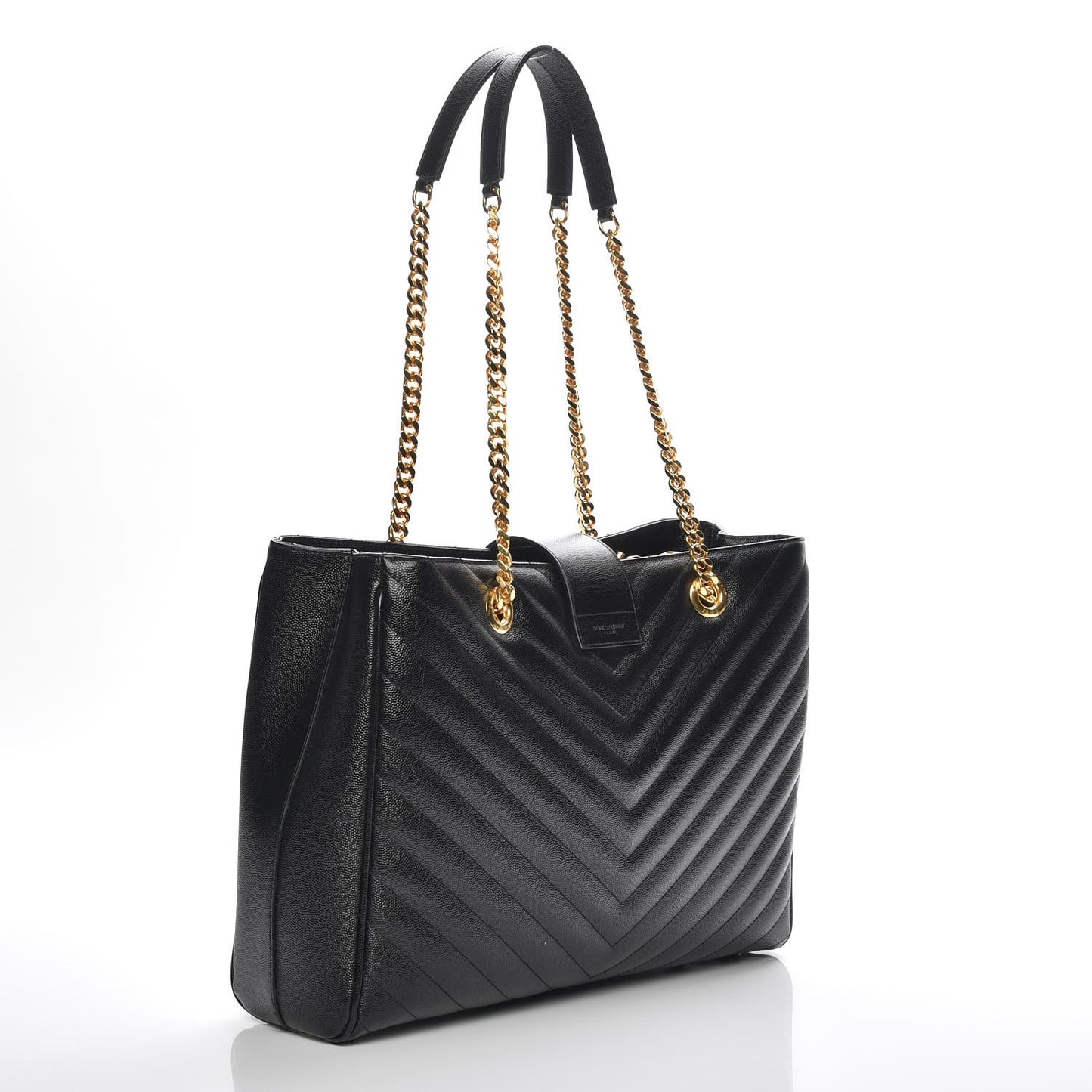 Grain De Poudre Matelasse Chevron Monogram Shopping Bag Black