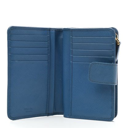 Prada Saffiano Metal Compact Wallet Cobalto 6 of 7