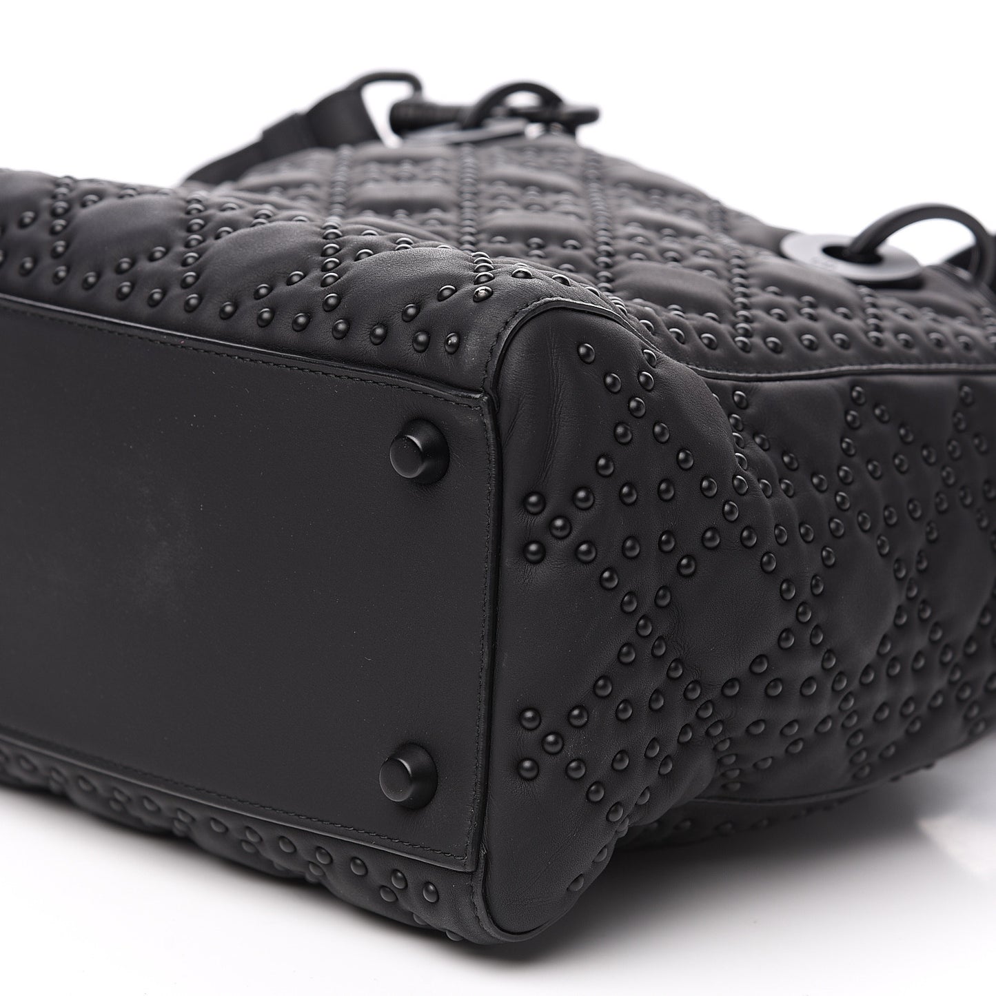 UItra Matte Calfskin Cannage Studded Medium Supple Lady Dior Black