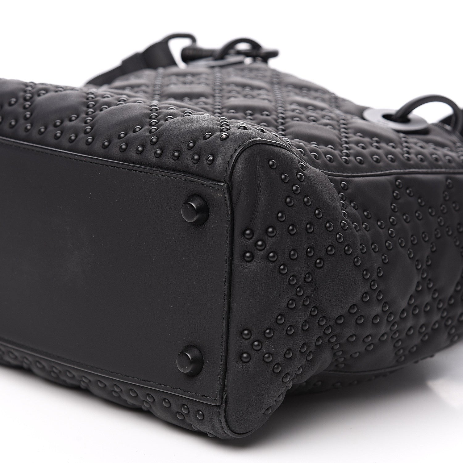 Christian Dior UItra Matte Calfskin Cannage Studded Medium Supple Lady Dior Black 8 of 9