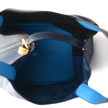 Hermes Taurillon Clemence Casaque Picotin Lock 22 MM Bleu Nuit Black Blue Frida 5 of 11