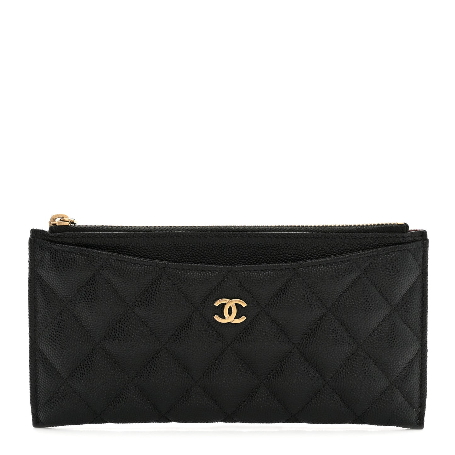 Caviar Quilted Classic Zip Pouch Black