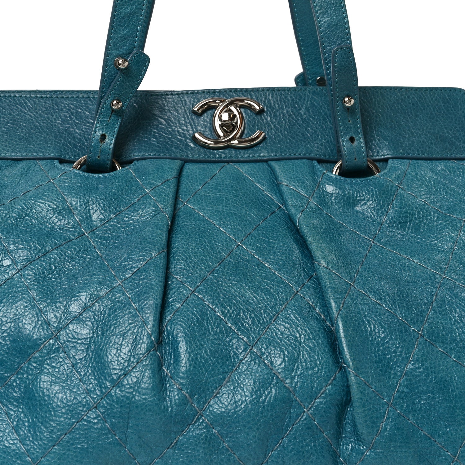 Chanel Glazed Calfskin Large On The Road Large Frame Tote Blue 8 of 11