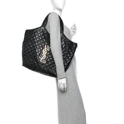 Saint Laurent Lambskin Quilted Maxi Icare Shopping Tote Black 2 of 11
