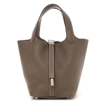Hermes Taurillon Clemence Picotin Lock 18 PM Etoupe 1 of 9