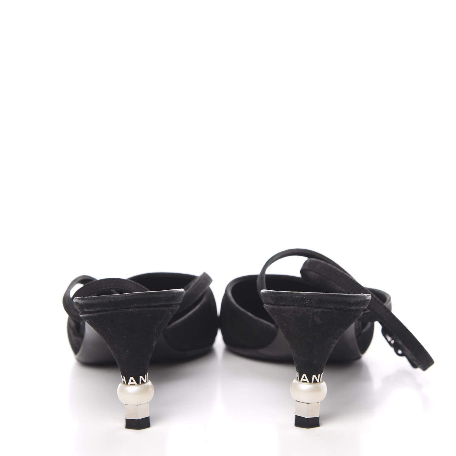 Chanel Suede Patent Calfskin Cap Toe Pearl Ankle Strap Pump 38 Black 5 of 11