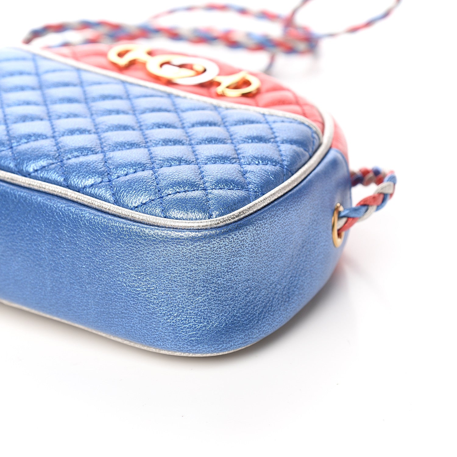 Gucci Laminated Nappa Trapuntata Mini Zumi Dome Shoulder Bag Rosso Marine Argento 8 of 9