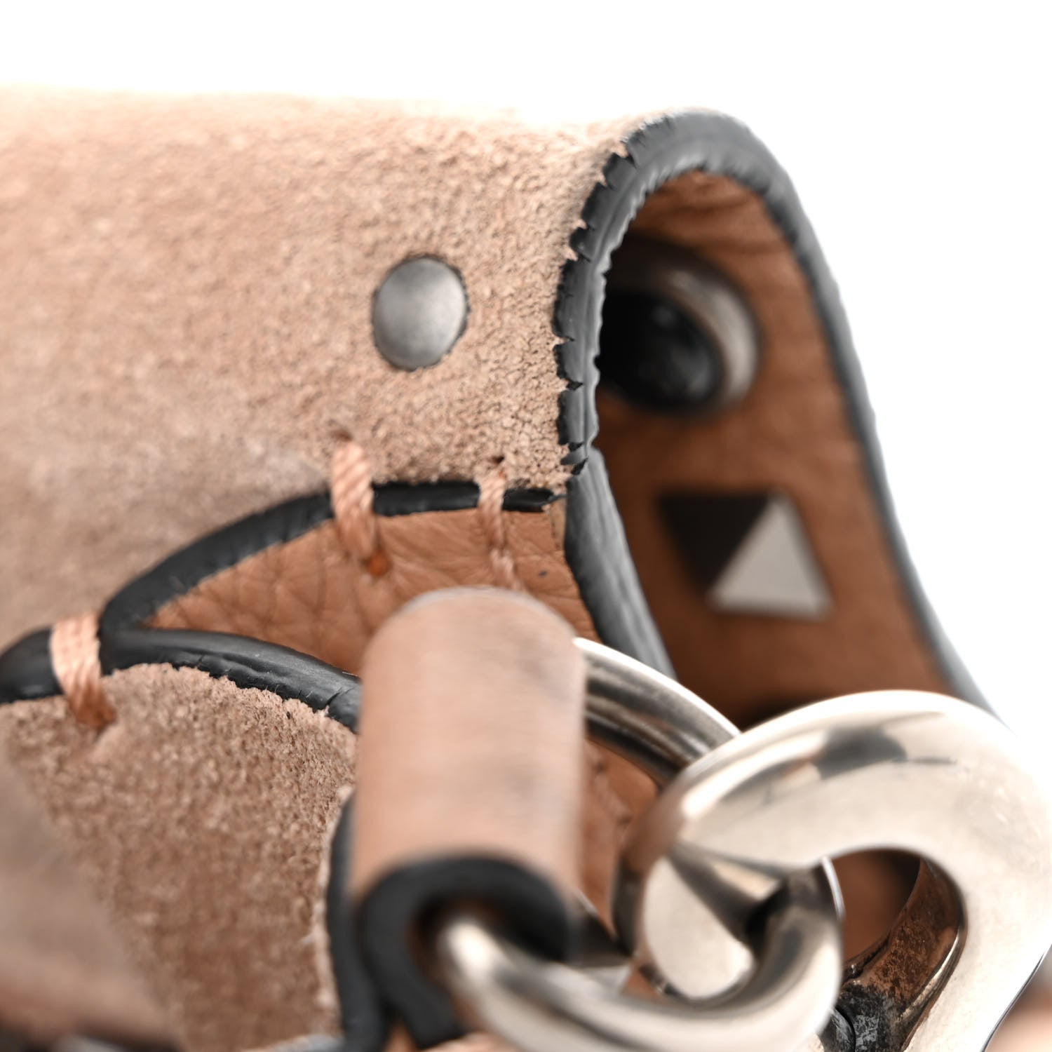 Valentino Garavani Grained Calfskin Onyx Guitar Strap Rockstud Rolling Shoulder Flap Messenger Bag Soft Noisette 11 of 14