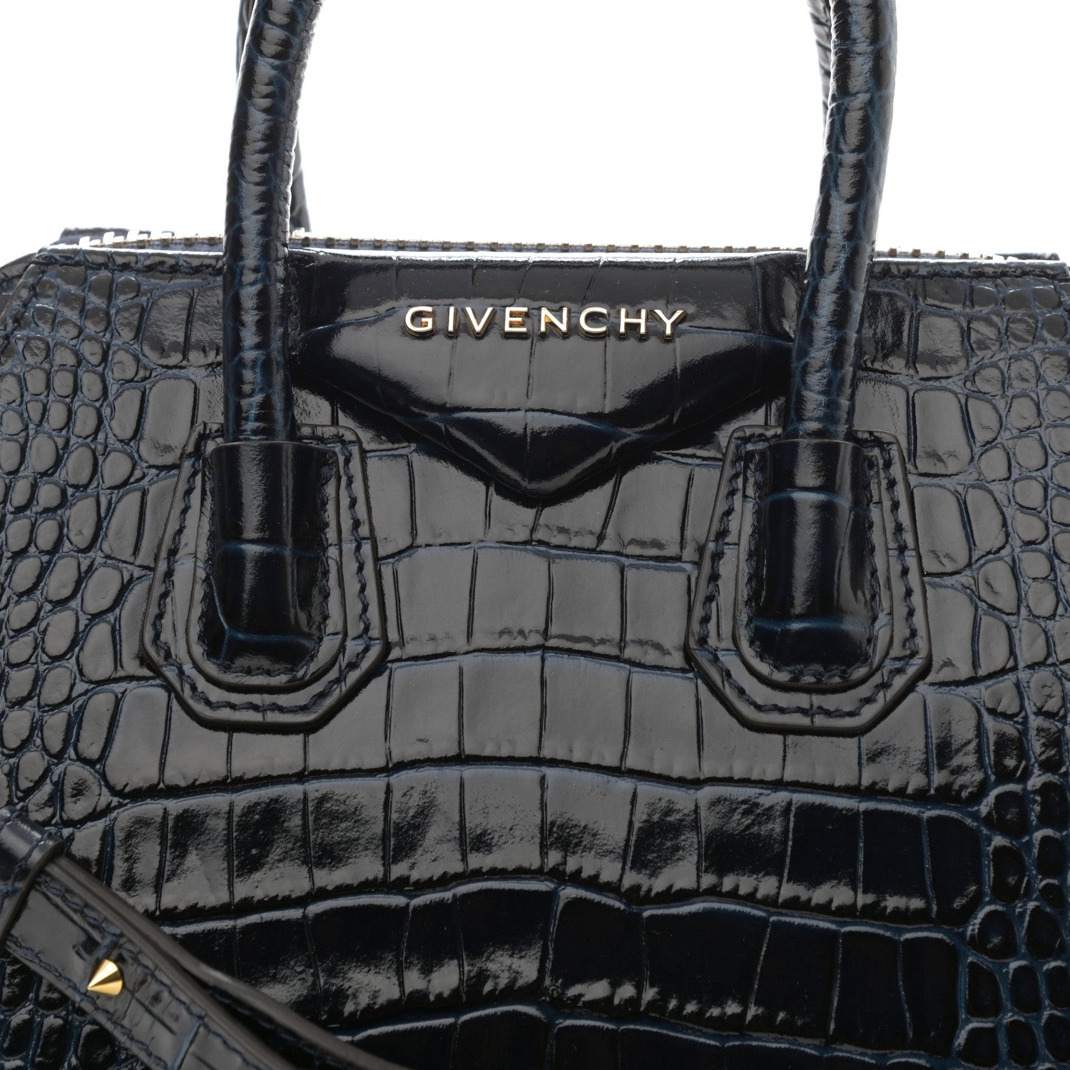 Givenchy Calfskin Crocodile Embossed Mini Antigona Deep Blue 8 of 9