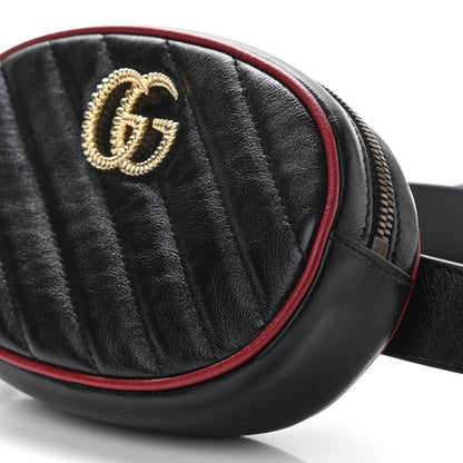 Gucci Azalea Calfskin Matelasse Diagonal Torchon GG Marmont Belt Bag 85 34 Black Romantic Cerise 10 of 10
