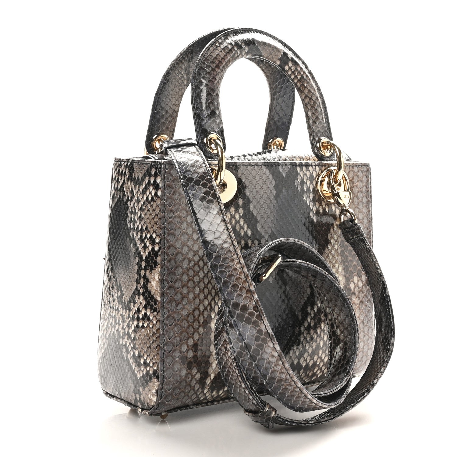 Christian Dior Snakeskin Small Lady Dior Brown Multicolor 3 of 10