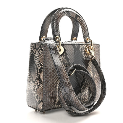 Christian Dior Snakeskin Small Lady Dior Brown Multicolor 3 of 10