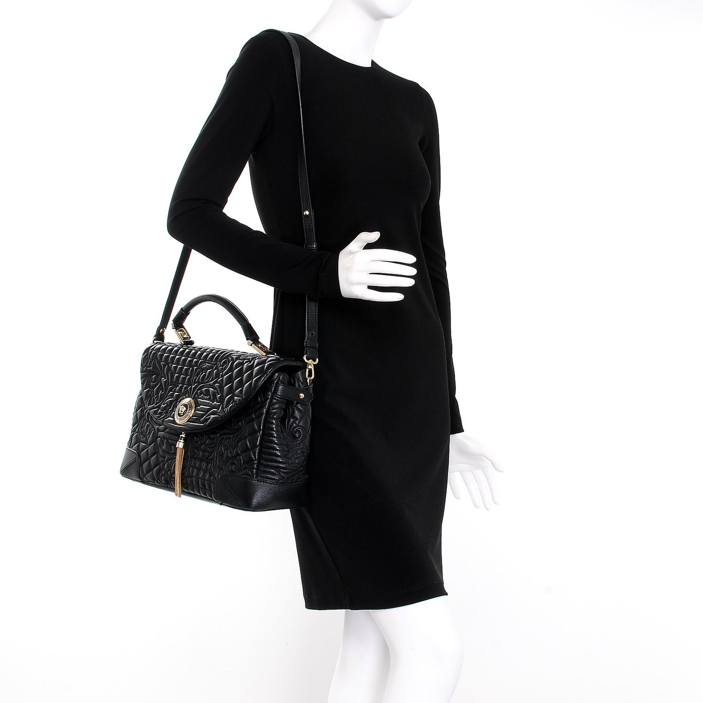 Barocco Quilted Nappa Altea Vanitas Satchel Black