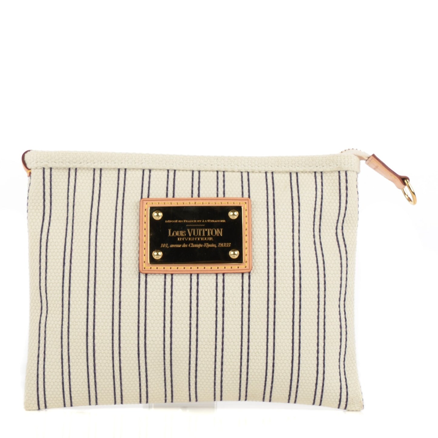 Toile Antigua Pochette Plate PM Navy Striped