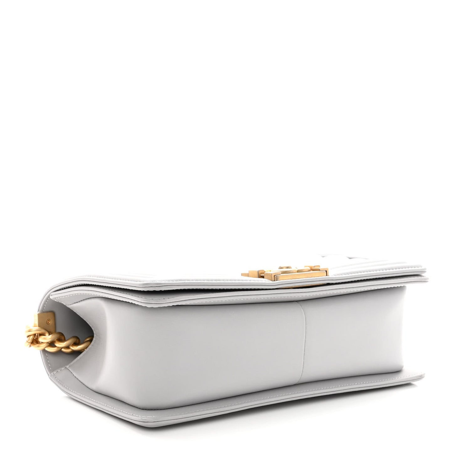 Calfskin Chevron Quilted Medium Boy Flap Grey