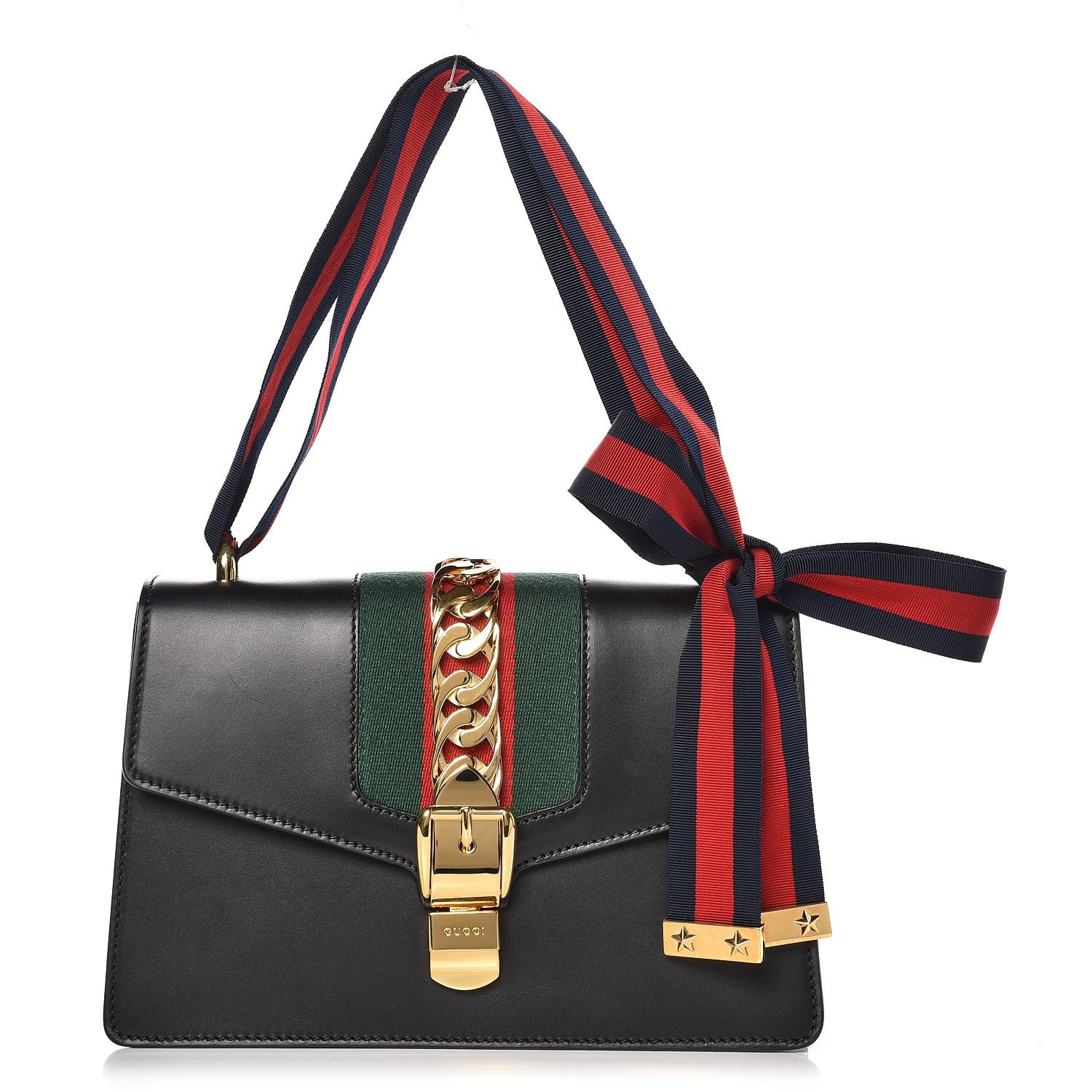 Gucci Calfskin Small Sylvie Shoulder Bag Black 1 of 8
