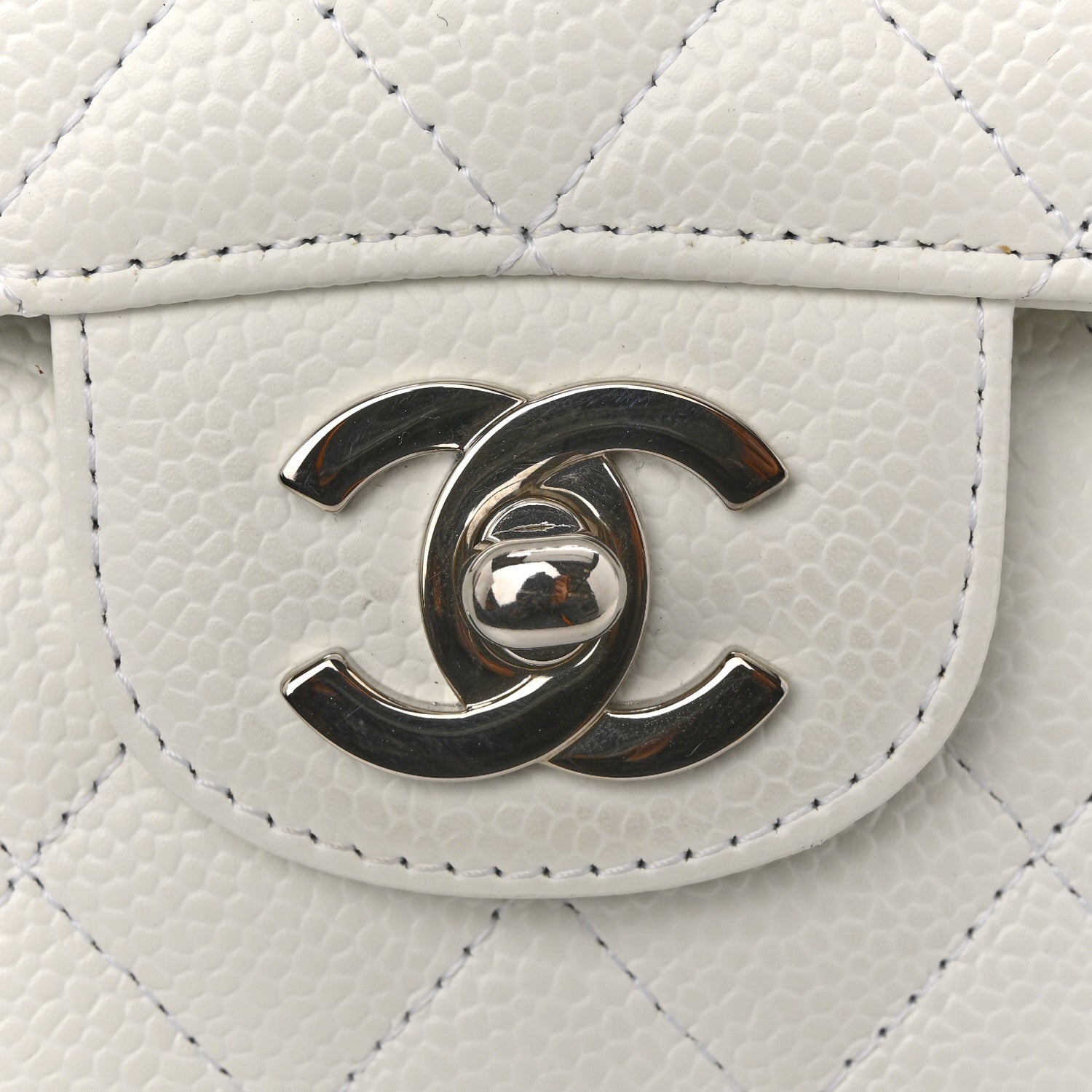 Chanel Caviar Quilted Medium Double Flap White 11 of 15