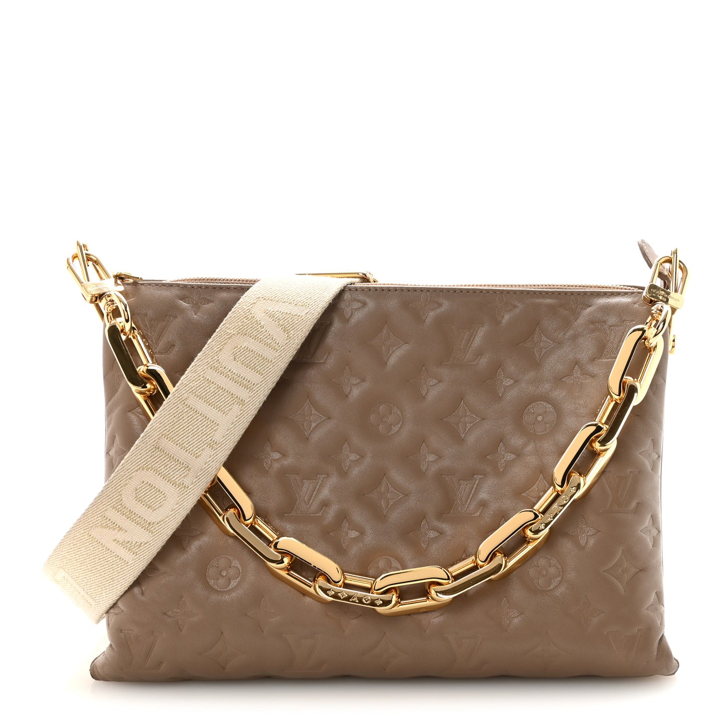 Lambskin Embossed Monogram Coussin MM  Taupe