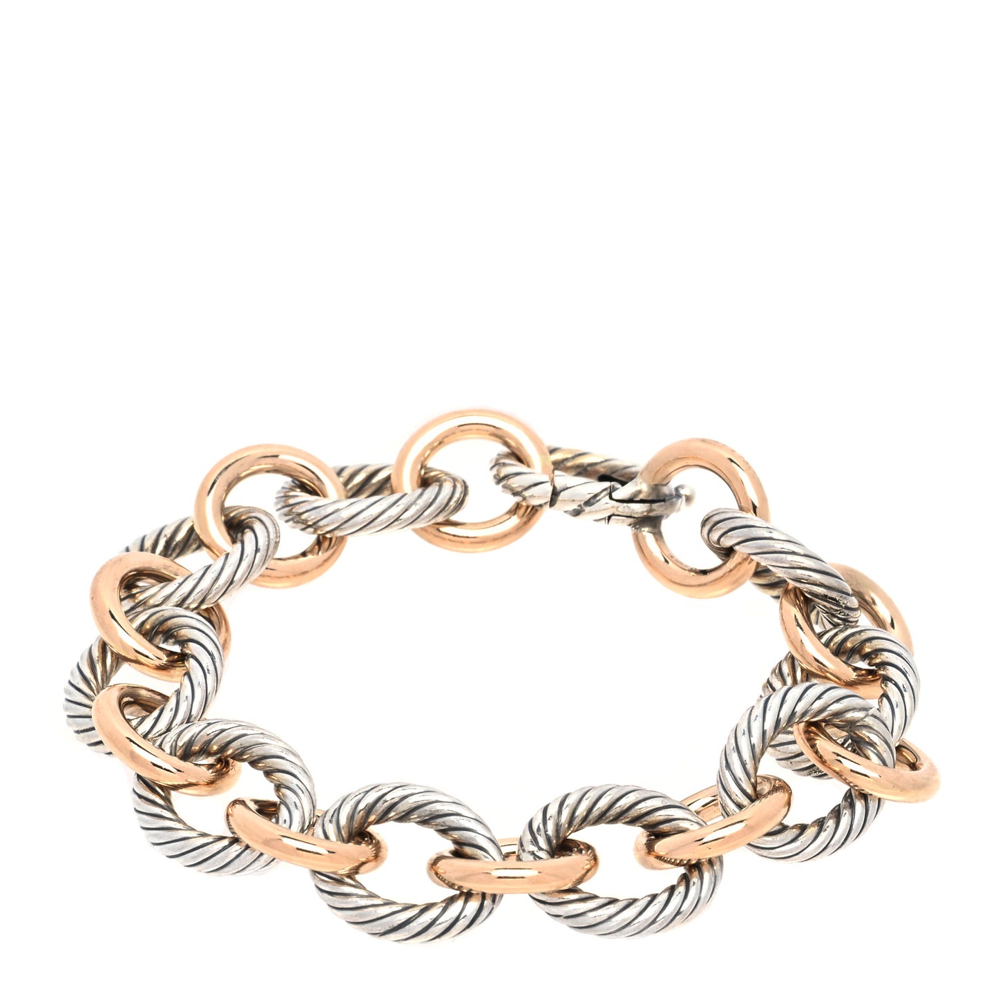 Sterling Silver 18K Rose Gold 12mm Large Oval Link Bracelet