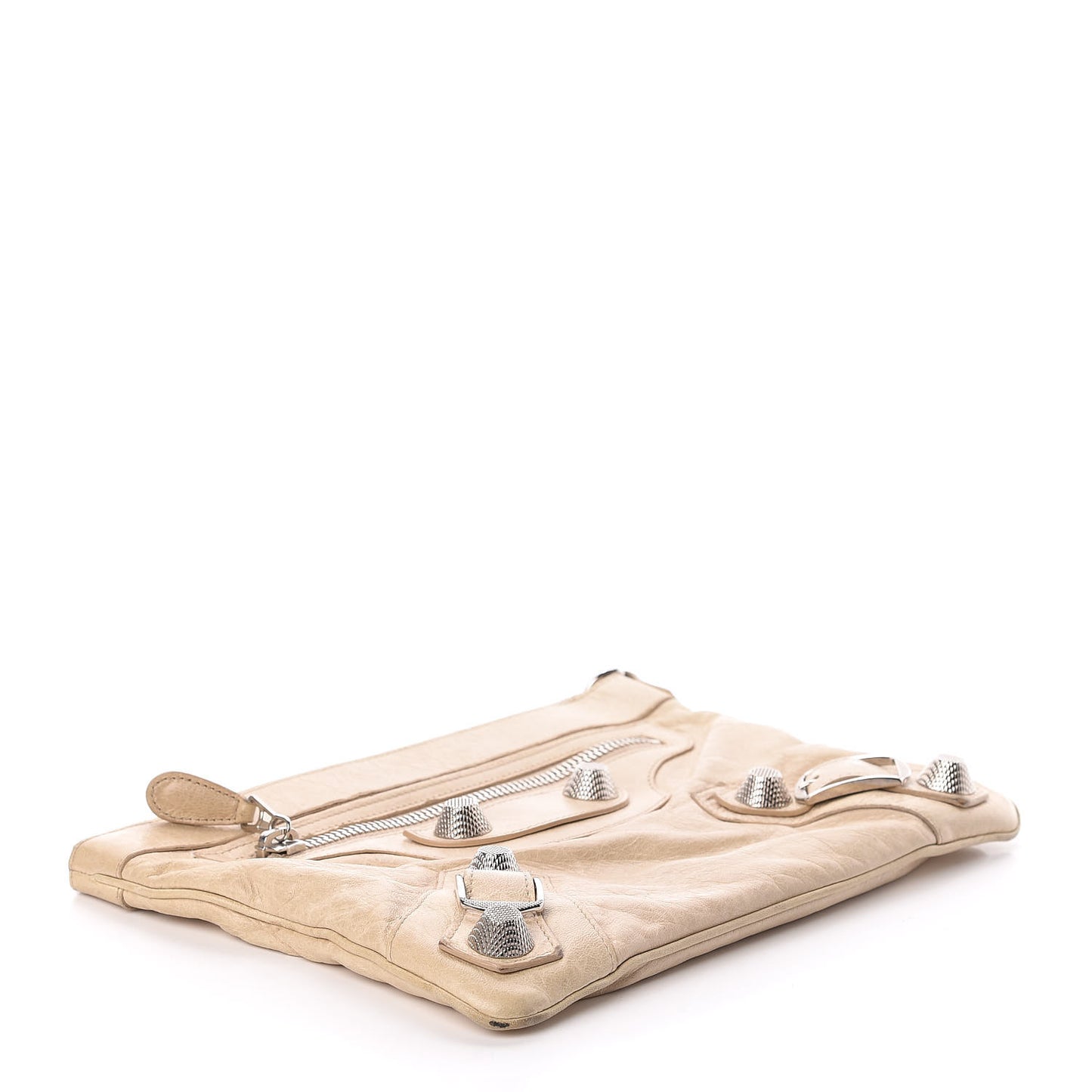 Agneau Giant 21 Silver Hardware Flat Handle Clutch Praline