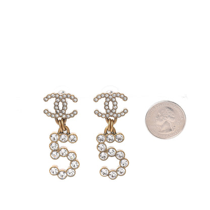 Chanel Metal Crystal City of Lights No 5 Drop Earrings Gold 2 of 5