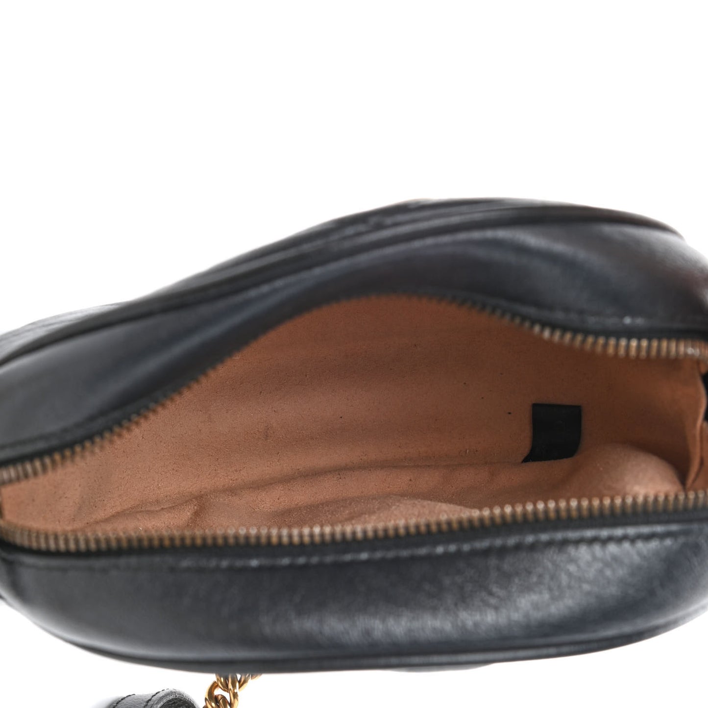 Azalea Calfskin Matelasse Heart Mini GG Marmont Round Shoulder Bag Black