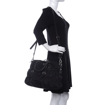 Prada Tessuto Nylon Nappa Braided Gaufre Shopping Satchel Black 2 of 10
