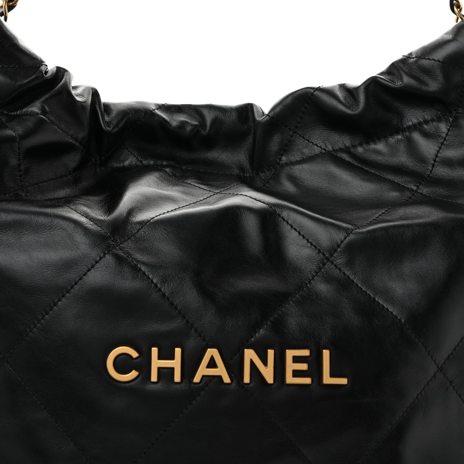Chanel Shiny Calfskin Quilted Small Chanel 22 Black 9 of 13