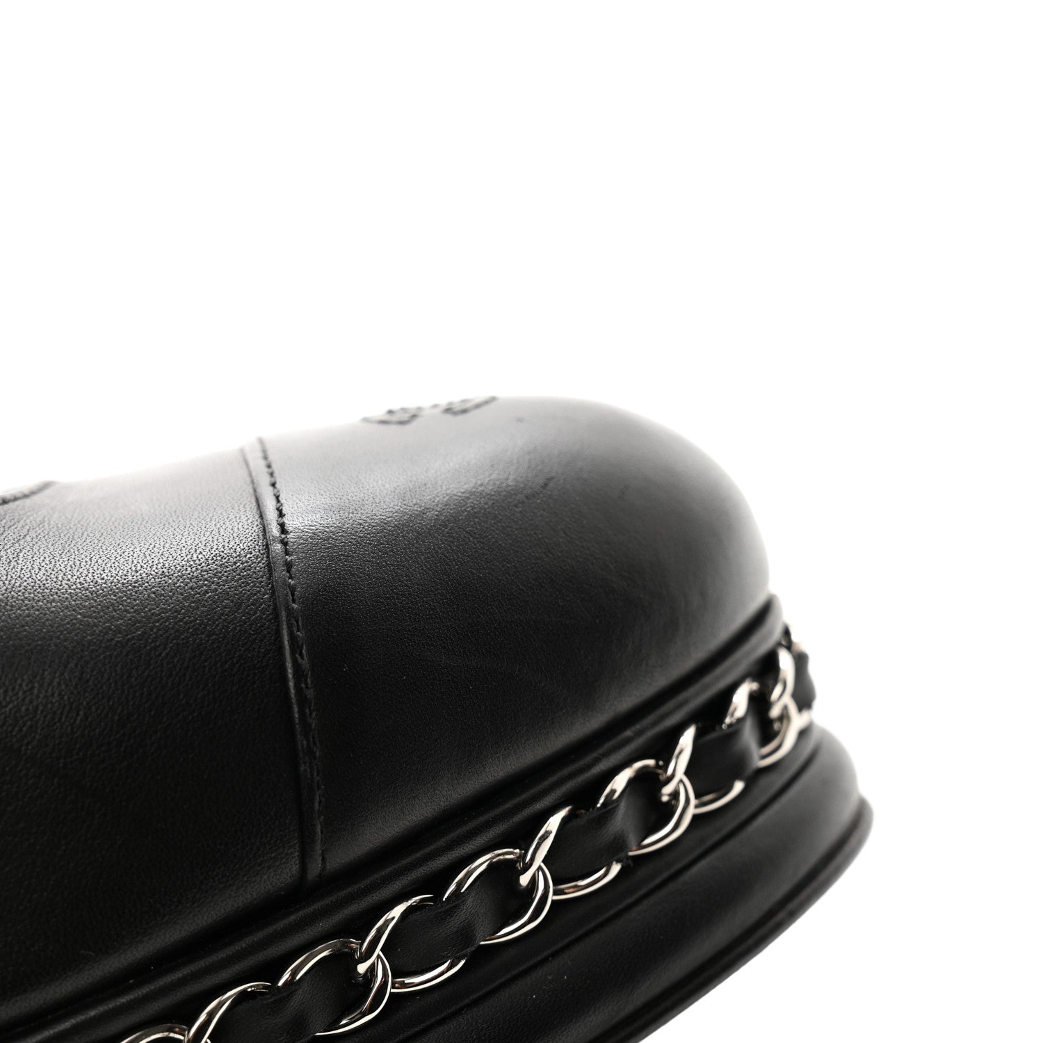 Chanel Calfskin CC Cap Toe Platform Chain Pumps 40 Black 11 of 12