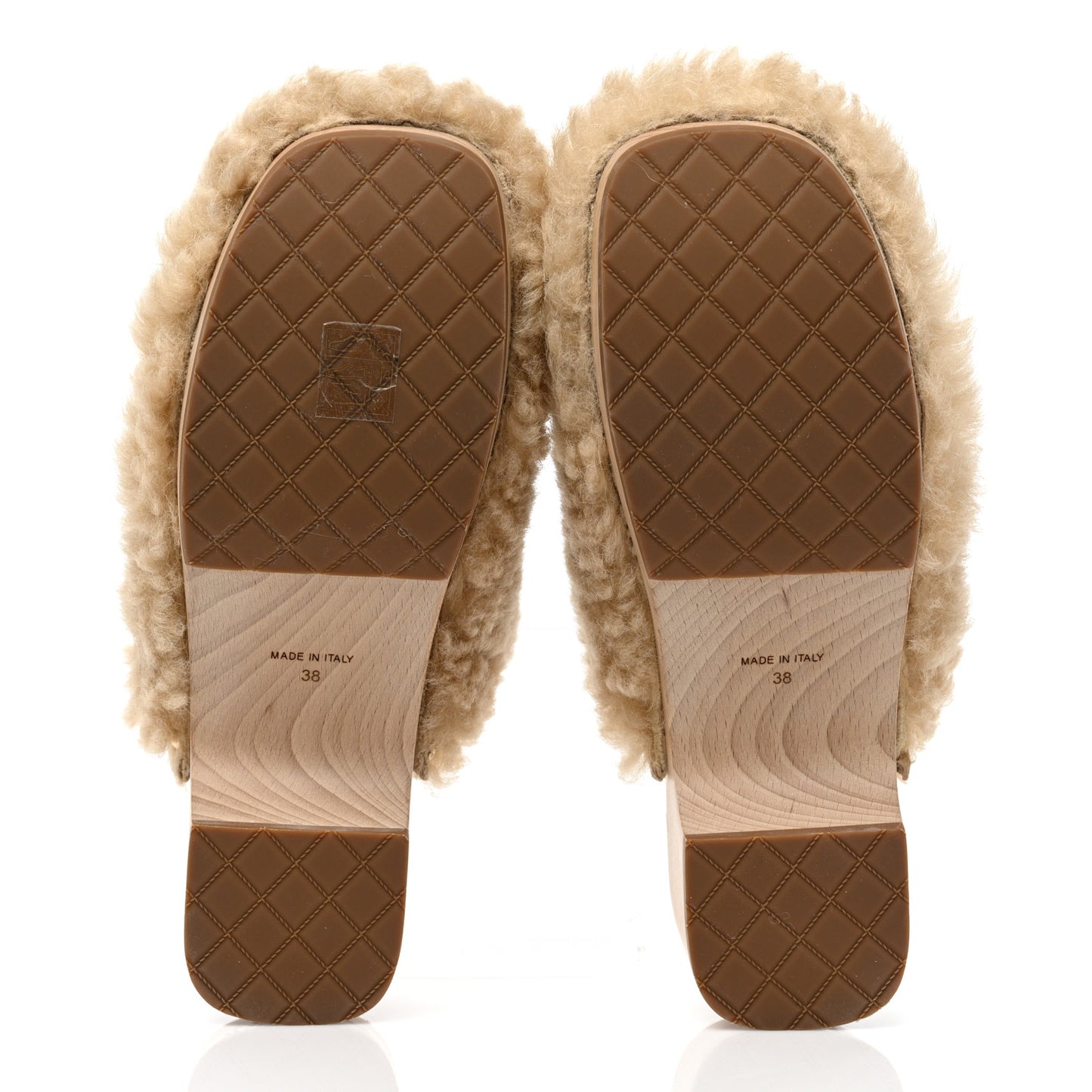 Shearling Lambskin Clogs 38 Beige