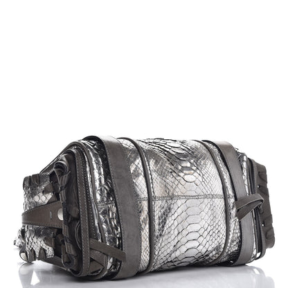 Chloe Metallic Python Silverado Shoulder Bag Silver Grey 4 of 9