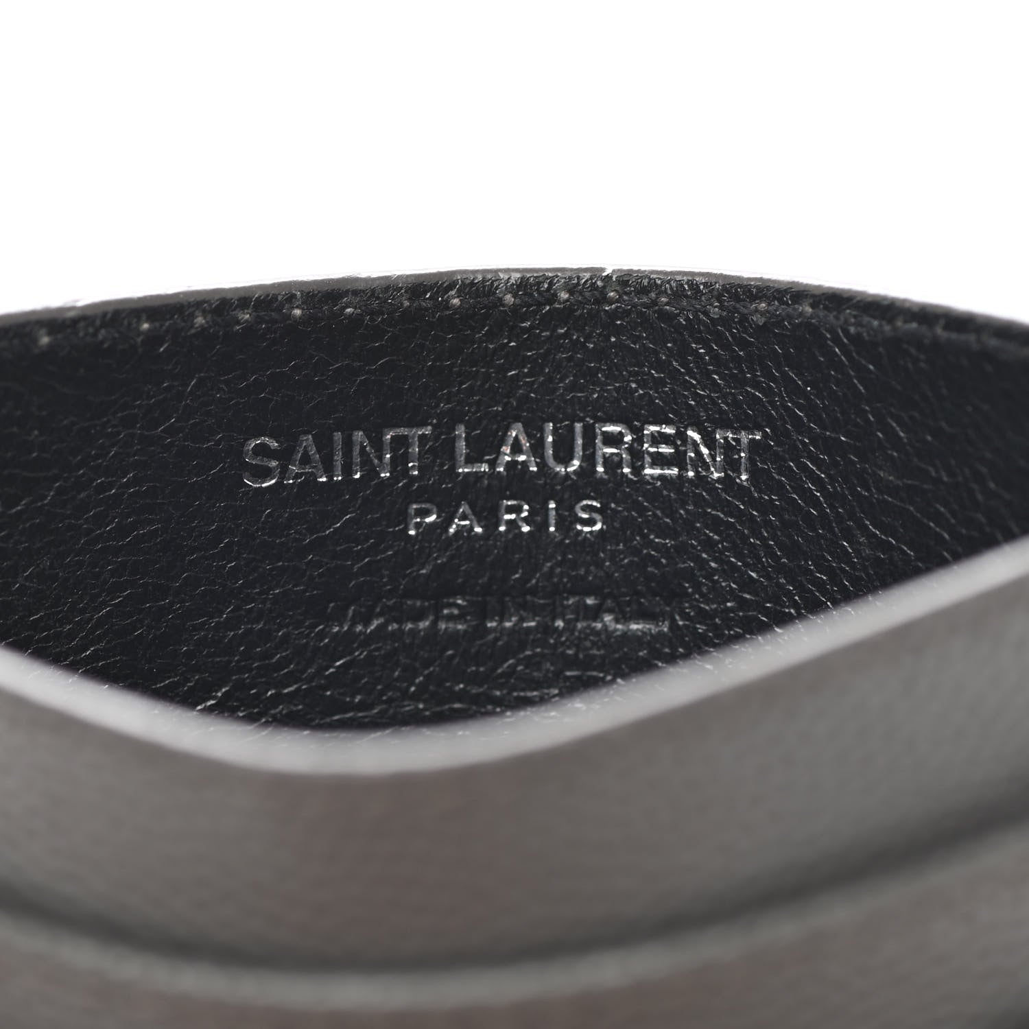 Saint Laurent Grain De Poudre Matelasse Chevron Monogram Credit Card Case Coal 6 of 11