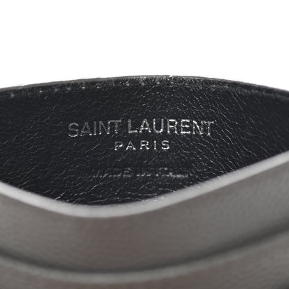 Saint Laurent Grain De Poudre Matelasse Chevron Monogram Credit Card Case Coal 6 of 11