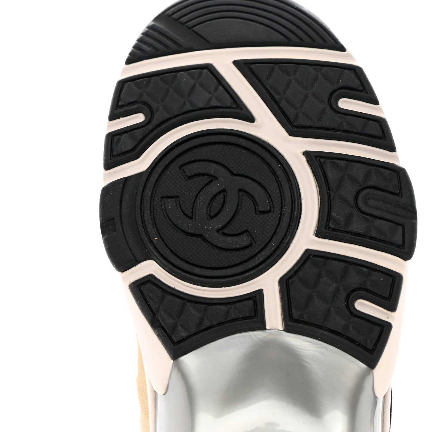Chanel Mesh Suede Calfskin Grained Calfskin Womens CC Sneakers 36 Beige Dark Beige Purple 8 of 9