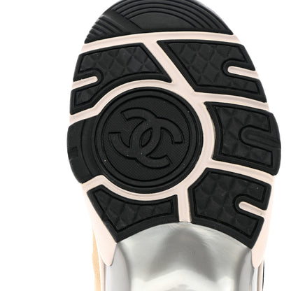 Chanel Mesh Suede Calfskin Grained Calfskin Womens CC Sneakers 36 Beige Dark Beige Purple 8 of 9