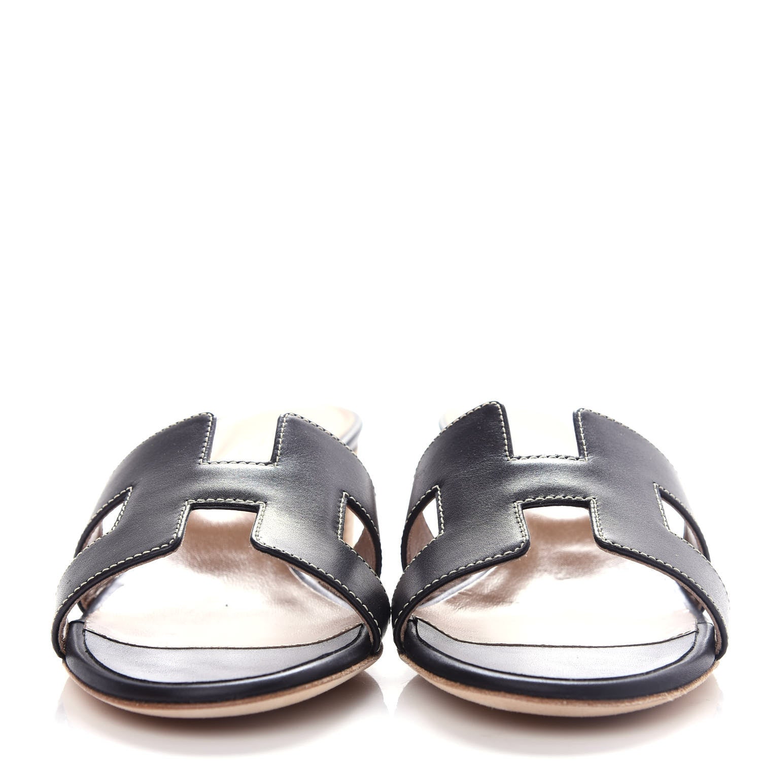 Hermes Calfskin Oasis Sandals 37 Black 2 of 12