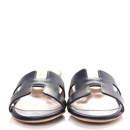 Hermes Calfskin Oasis Sandals 37 Black 2 of 12