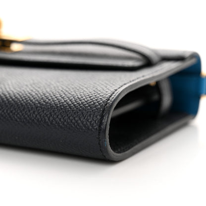 Hermes Epsom Casaque Kelly Wallet To Go Black Bleu Indigo Bleu Frida 10 of 12