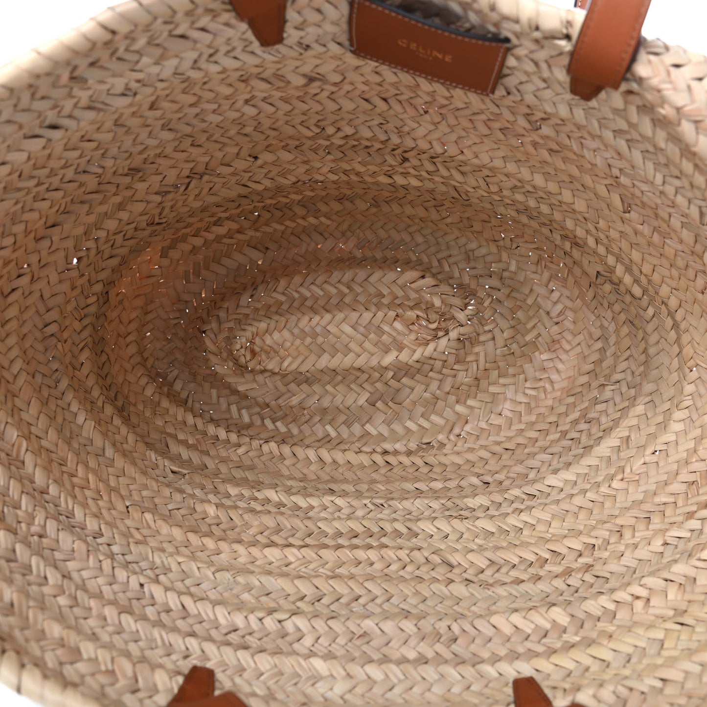 Raffia Calfskin Triomphe Medium Panier Tan