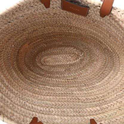 Celine Raffia Calfskin Triomphe Medium Panier Tan 5 of 11
