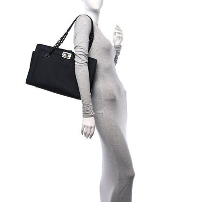 Chanel Snakeskin Boy Shopping Tote So Black 2 of 10