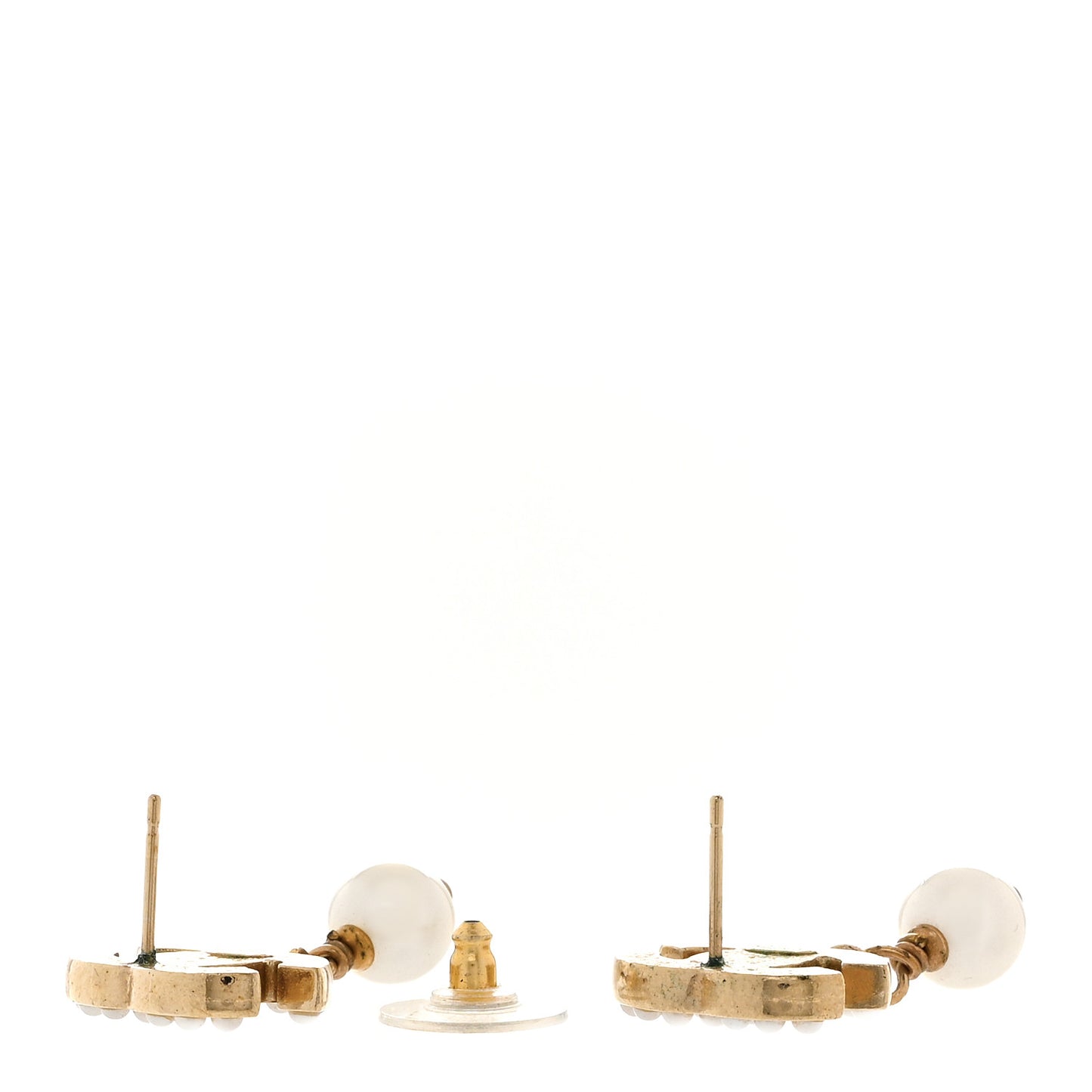 Pearl CC Drop Earring Gold